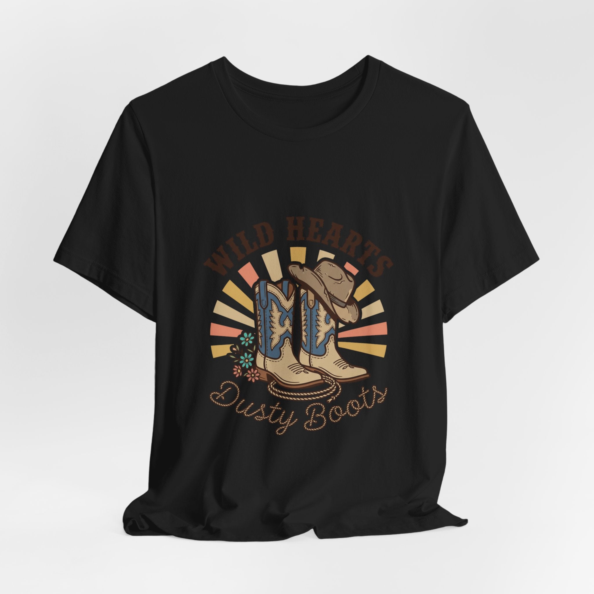 Wild Hearts Dusty Boots Tee | Western Cowgirl Ranch Vintage Prairie