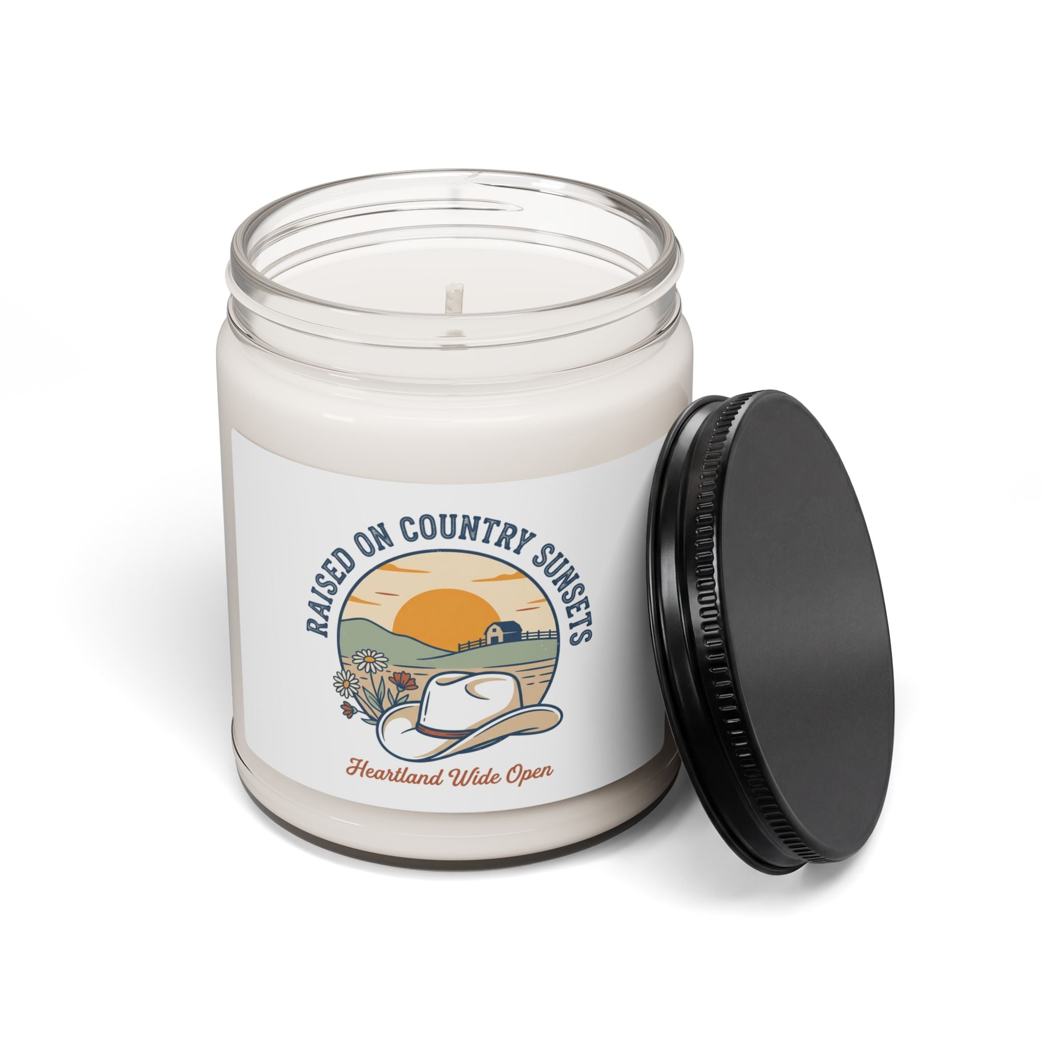 Raised on Country Sunsets Candle | rustic western, prairie soy jar