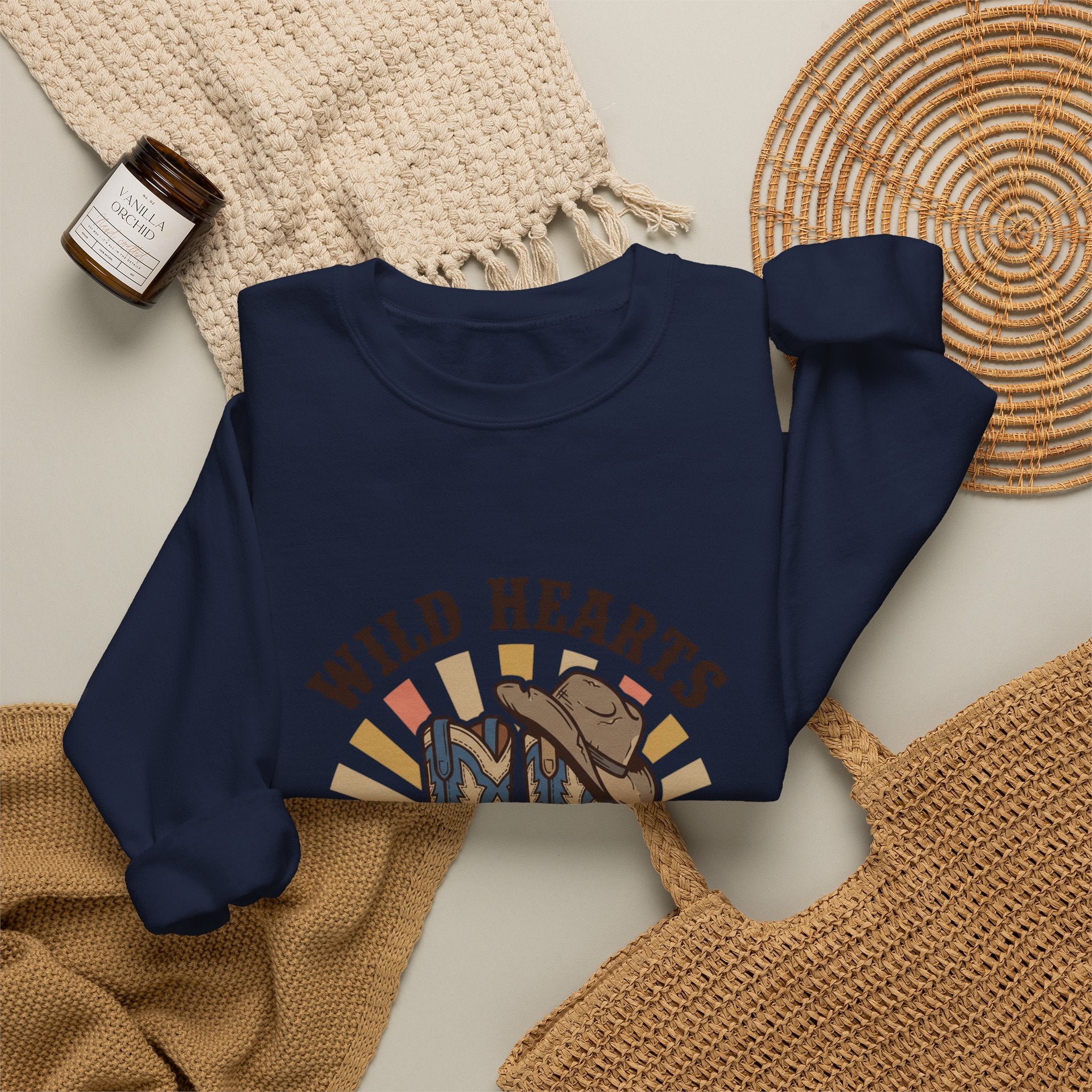 Wild Hearts Dusty Boots Sweatshirt | western cowgirl rustic prairie vintage