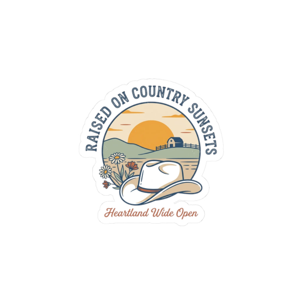 Raised on Country Sunsets Kiss-Cut Stickers | western, rustic