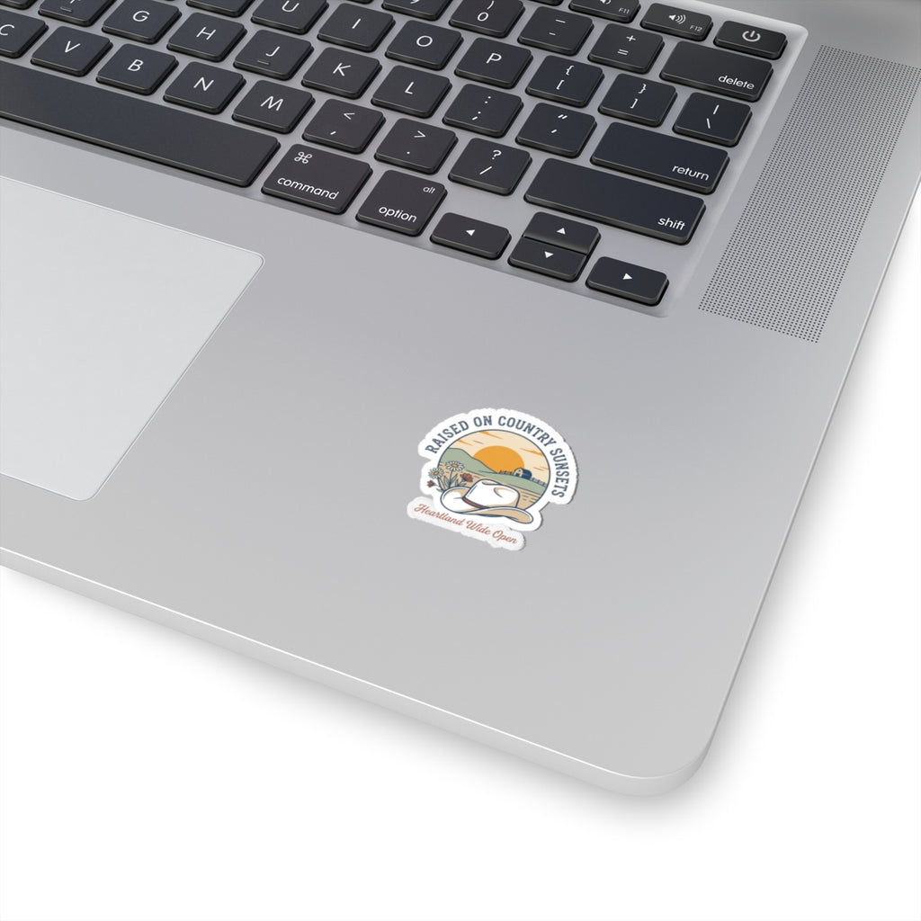 Raised on Country Sunsets Kiss-Cut Stickers | western, rustic