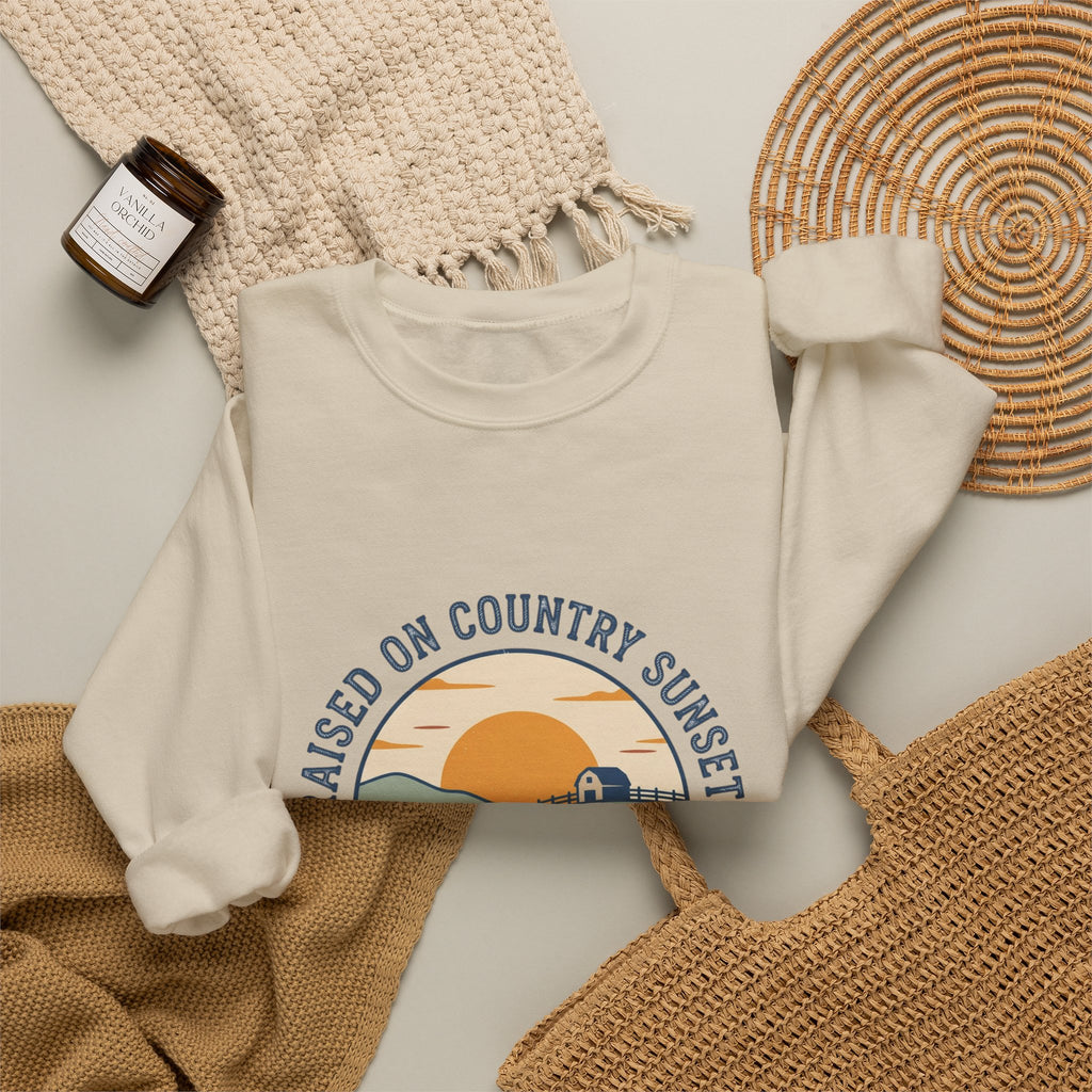 Raised on Country Sunsets Sweatshirt | western rustic prairie cowgirl vintage