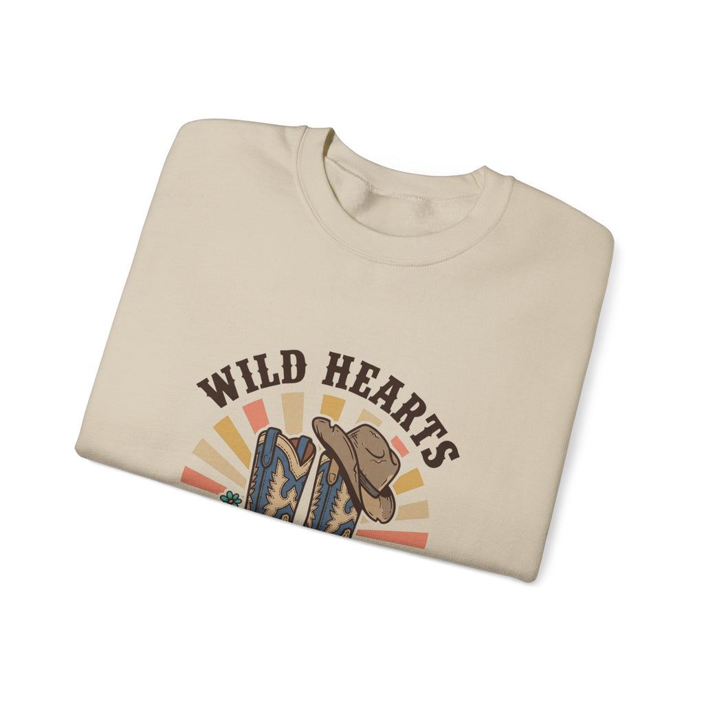 Wild Hearts Dusty Boots Sweatshirt | western cowgirl rustic prairie vintage