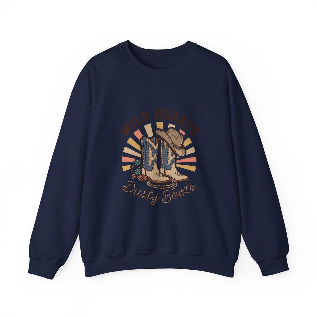Wild Hearts Dusty Boots Sweatshirt | western cowgirl rustic prairie vintage