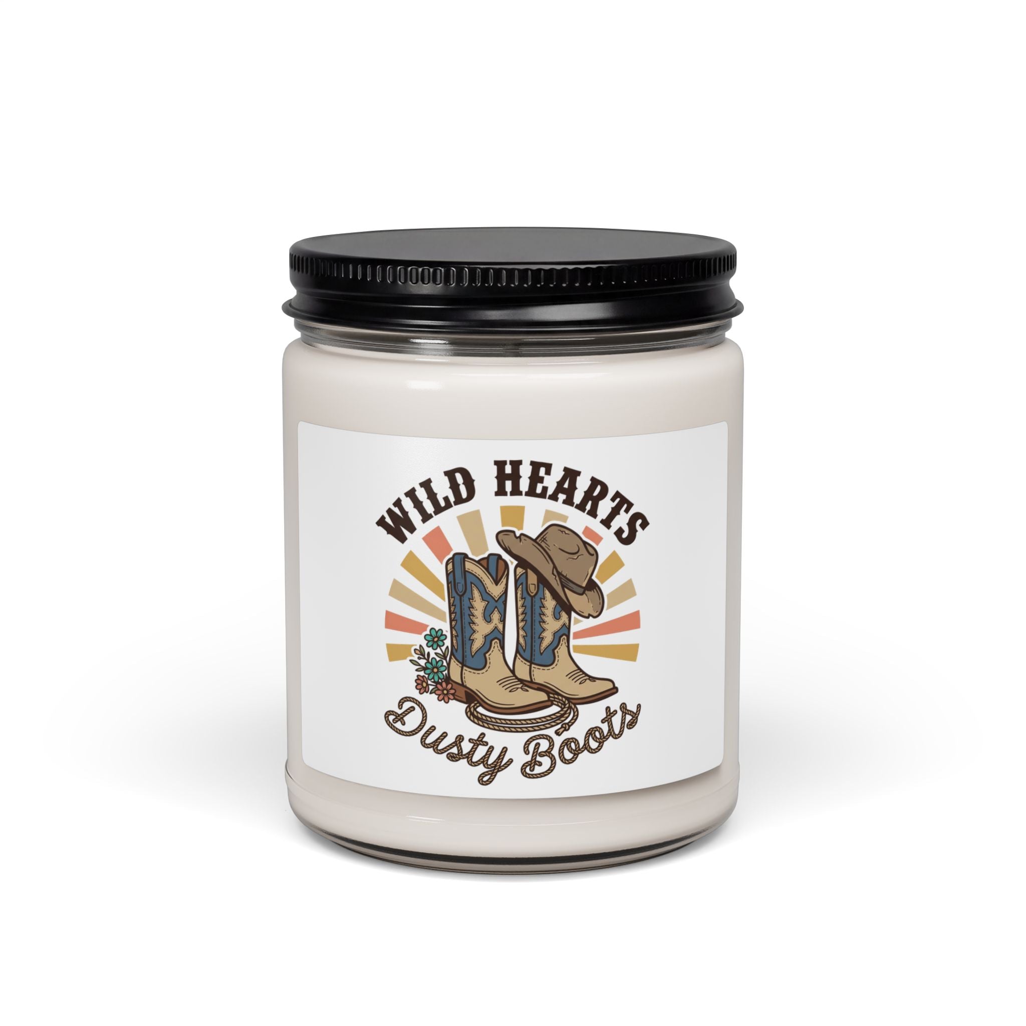 Wild Hearts Dusty Boots Candle | Rustic Western Cowgirl Soy Candle