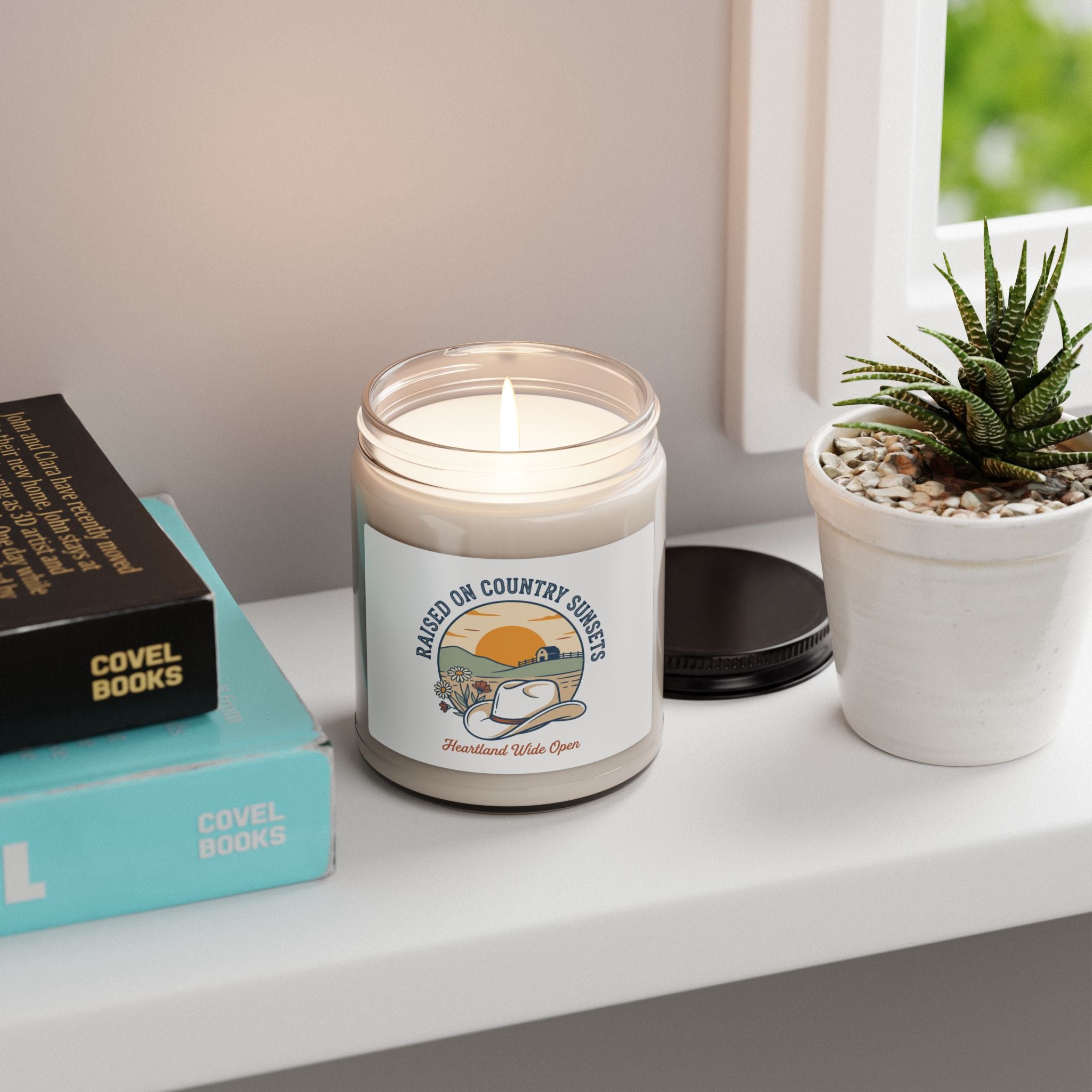 Raised on Country Sunsets Candle | rustic western, prairie soy jar