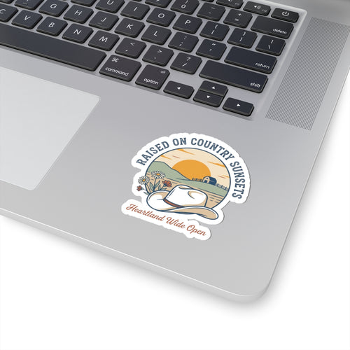 Raised on Country Sunsets Kiss-Cut Stickers | western, rustic