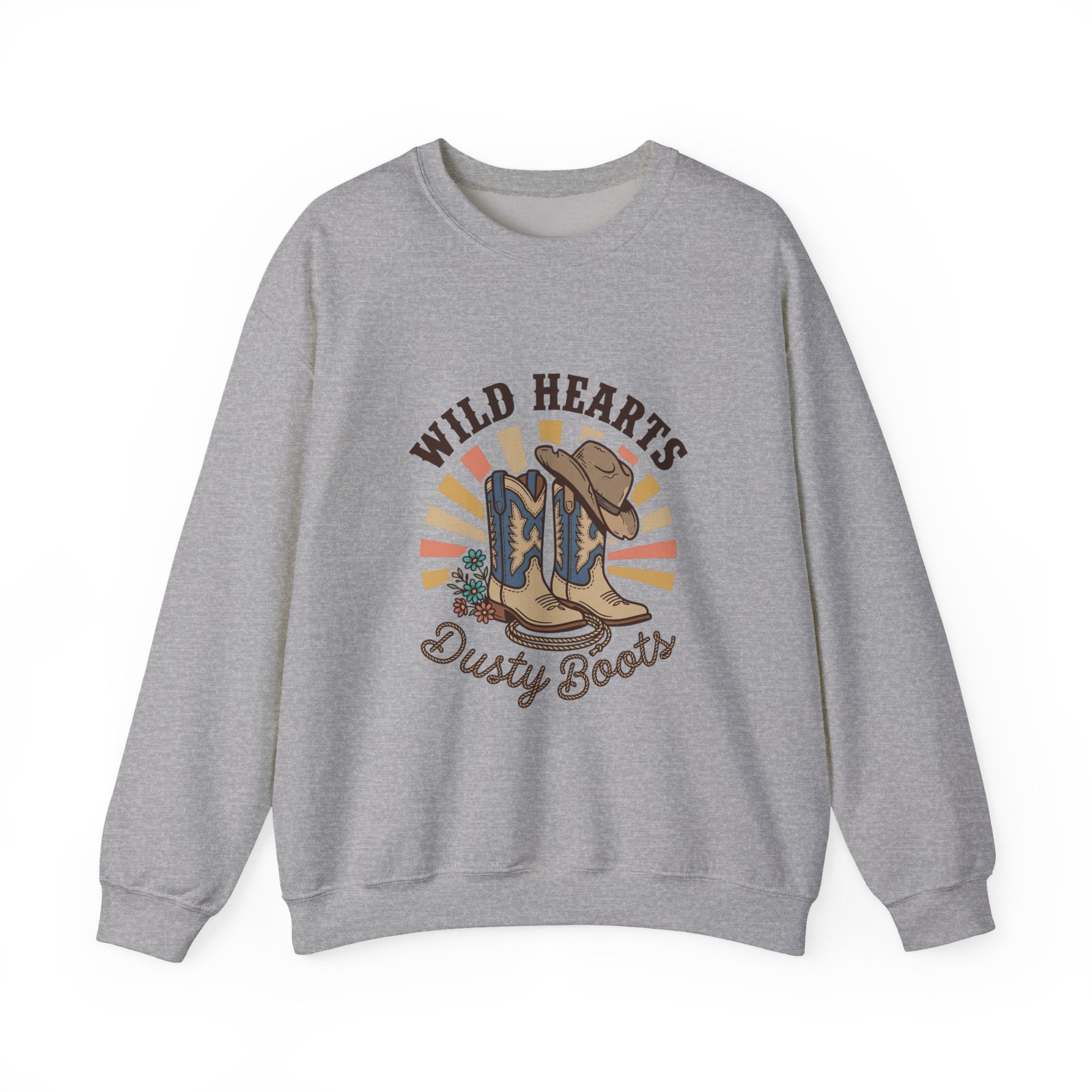 Wild Hearts Dusty Boots Sweatshirt | western cowgirl rustic prairie vintage