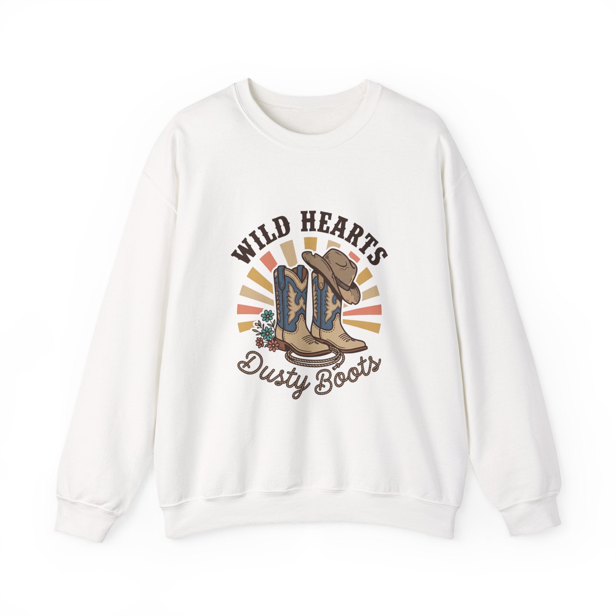 Wild Hearts Dusty Boots Sweatshirt | western cowgirl rustic prairie vintage