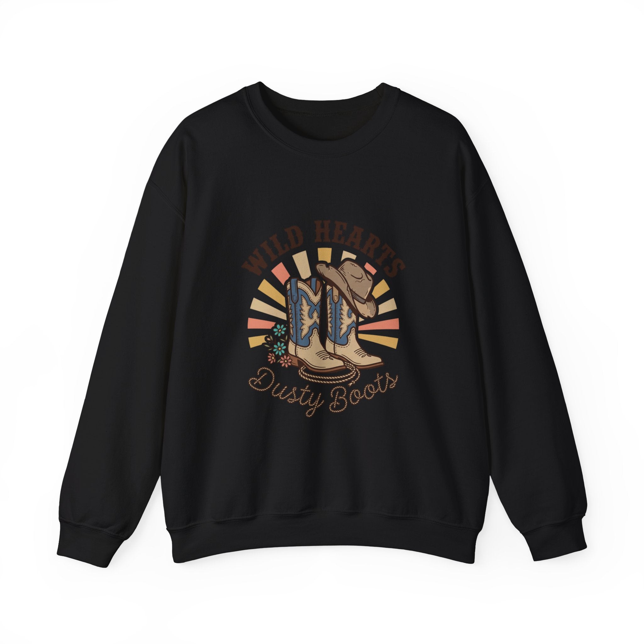 Wild Hearts Dusty Boots Sweatshirt | western cowgirl rustic prairie vintage