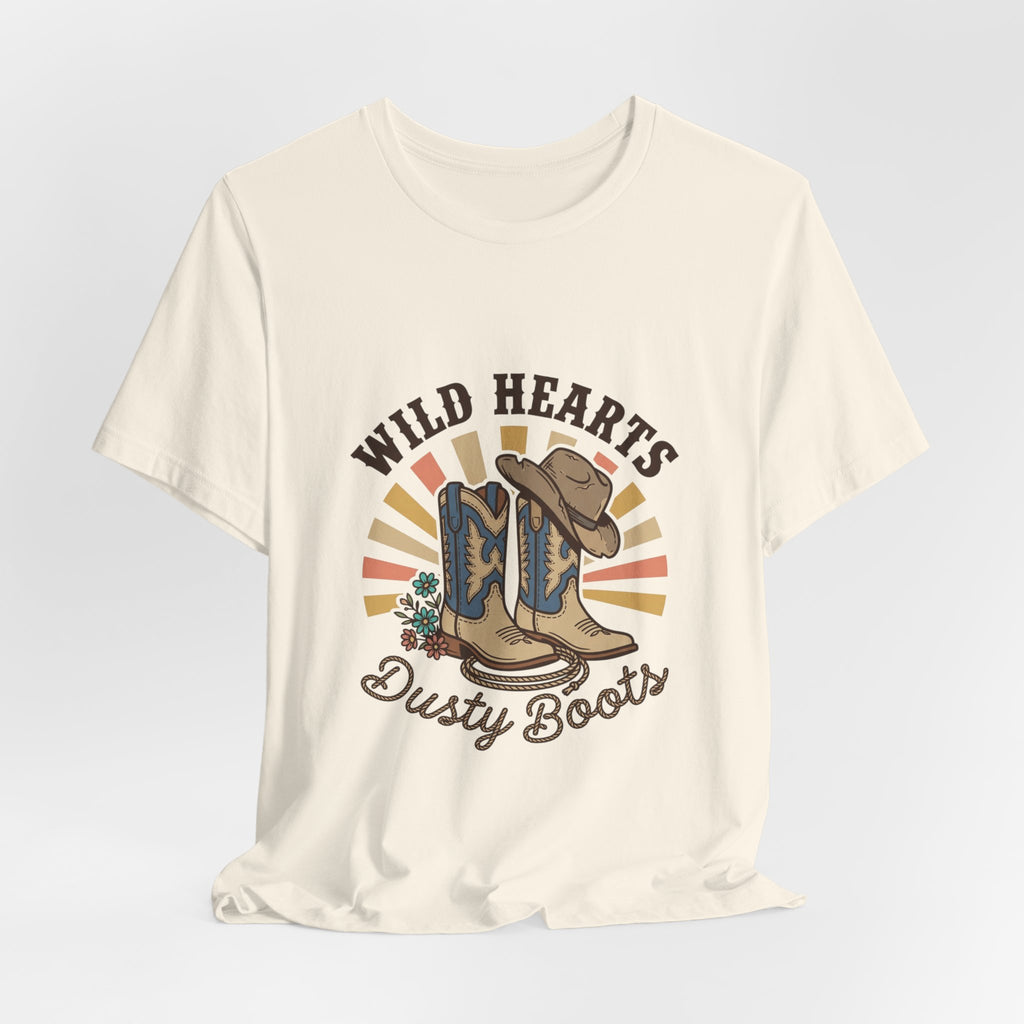 Wild Hearts Dusty Boots Tee | Western Cowgirl Ranch Vintage Prairie