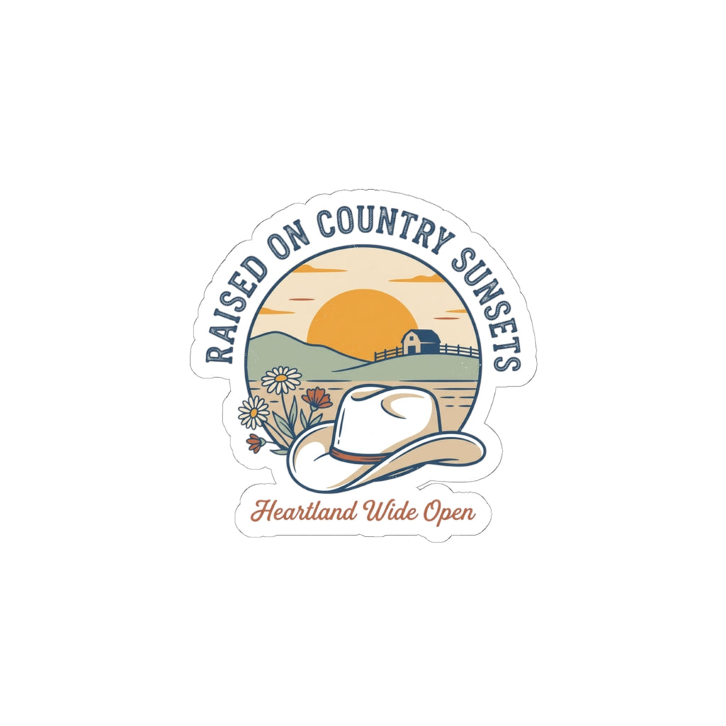 Raised on Country Sunsets Kiss-Cut Stickers | western, rustic