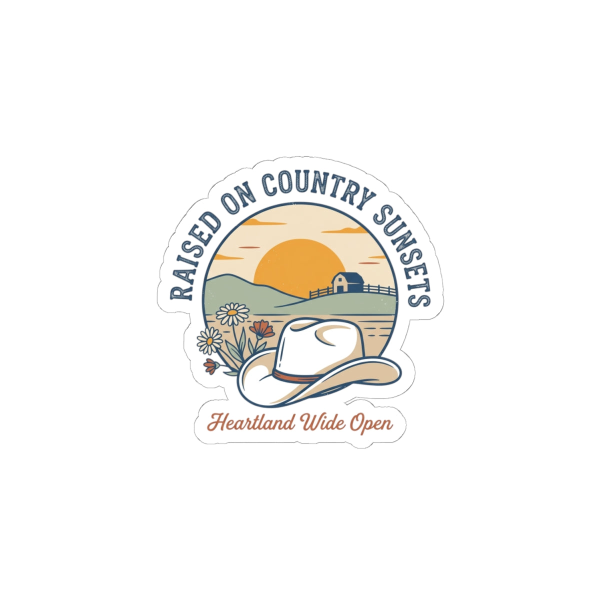 Raised on Country Sunsets Kiss-Cut Stickers | western, rustic