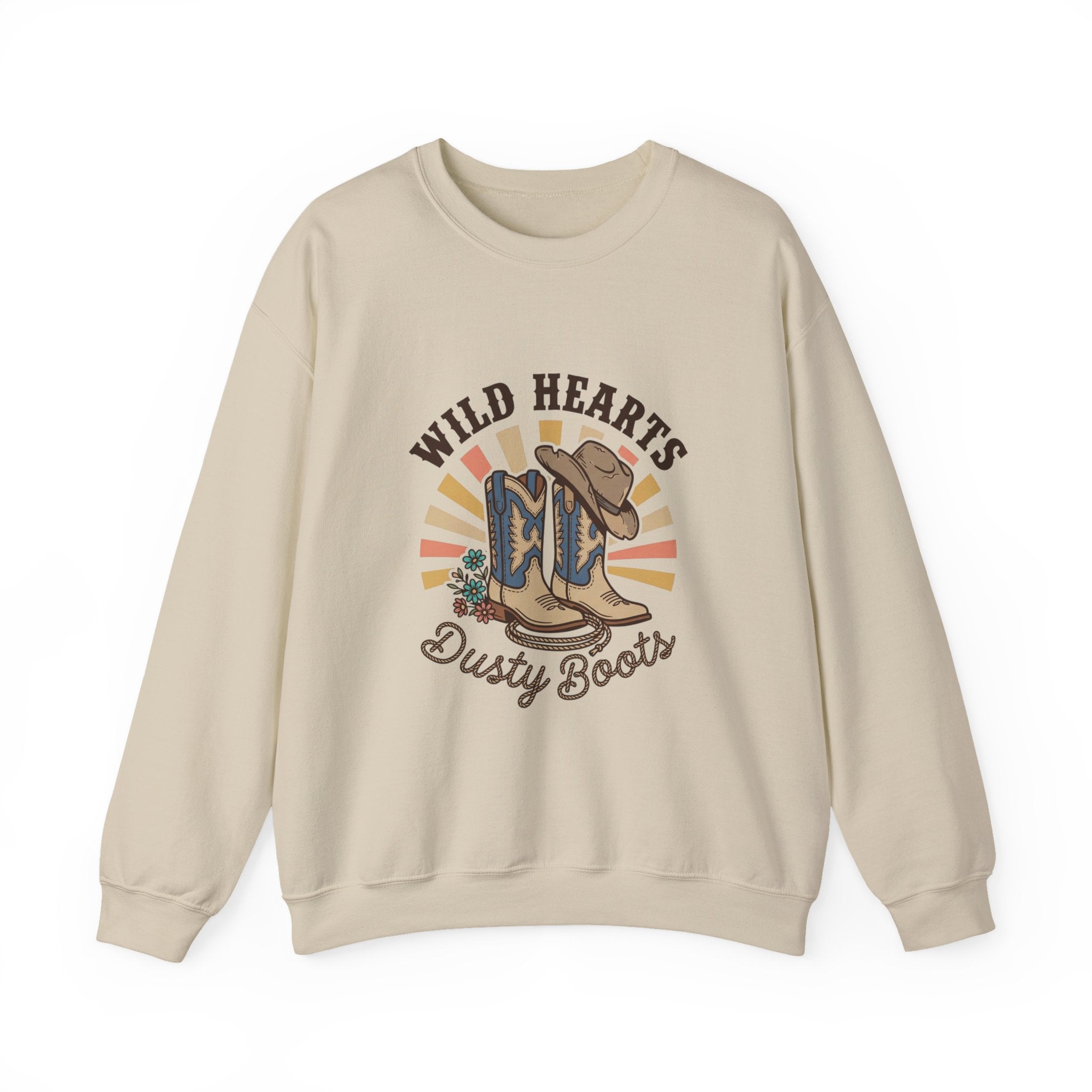Wild Hearts Dusty Boots Sweatshirt | western cowgirl rustic prairie vintage