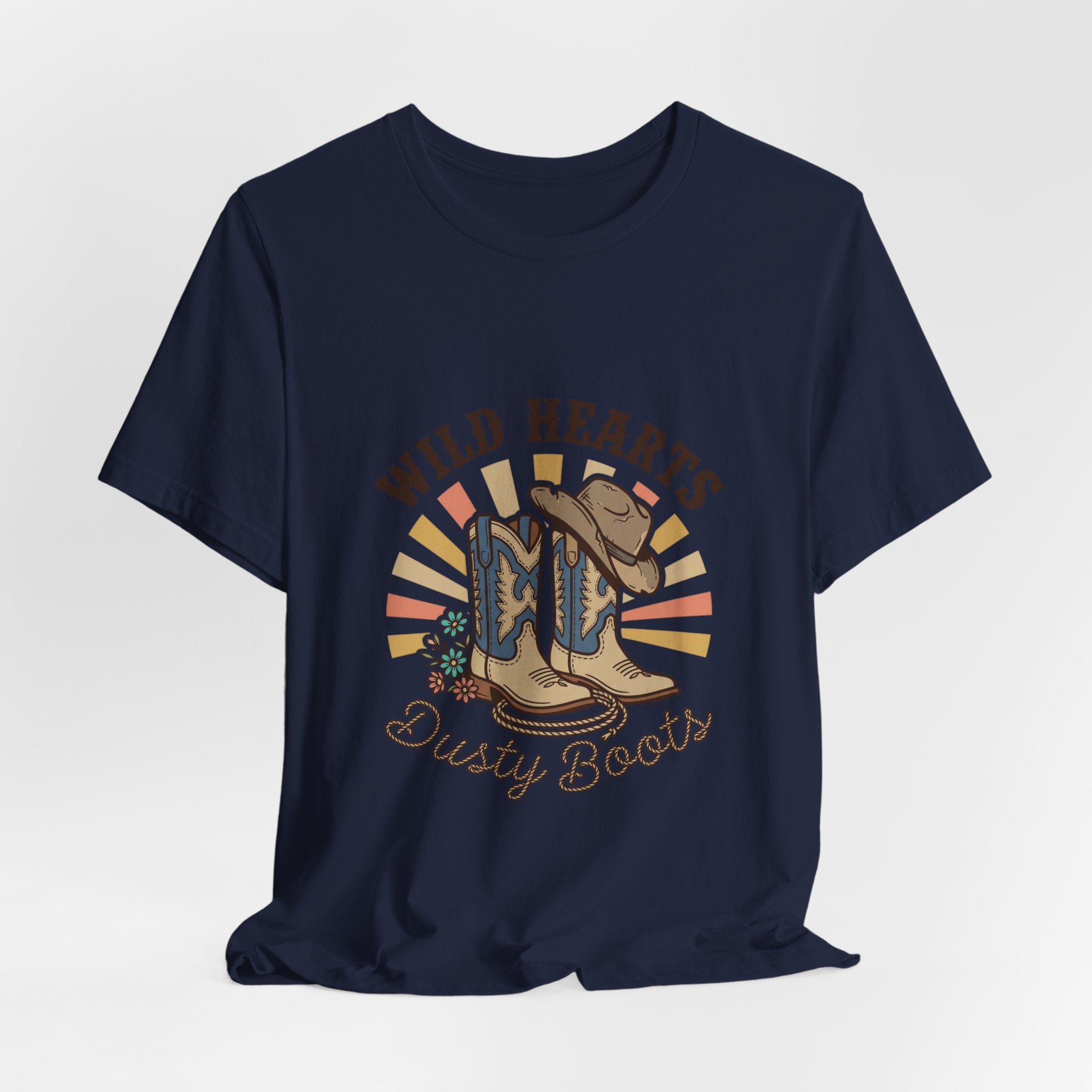 Wild Hearts Dusty Boots Tee | Western Cowgirl Ranch Vintage Prairie