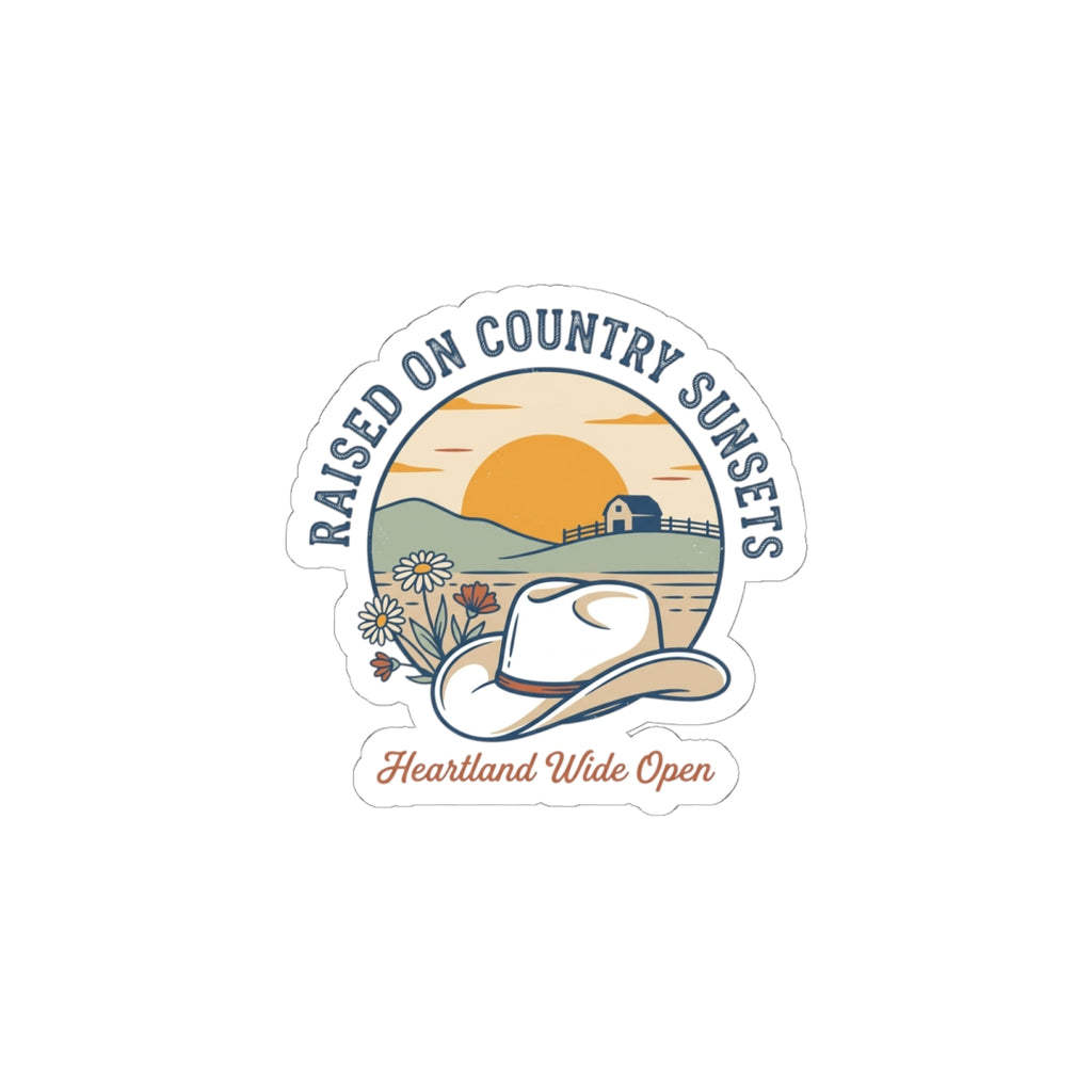 Raised on Country Sunsets Kiss-Cut Stickers | western, rustic