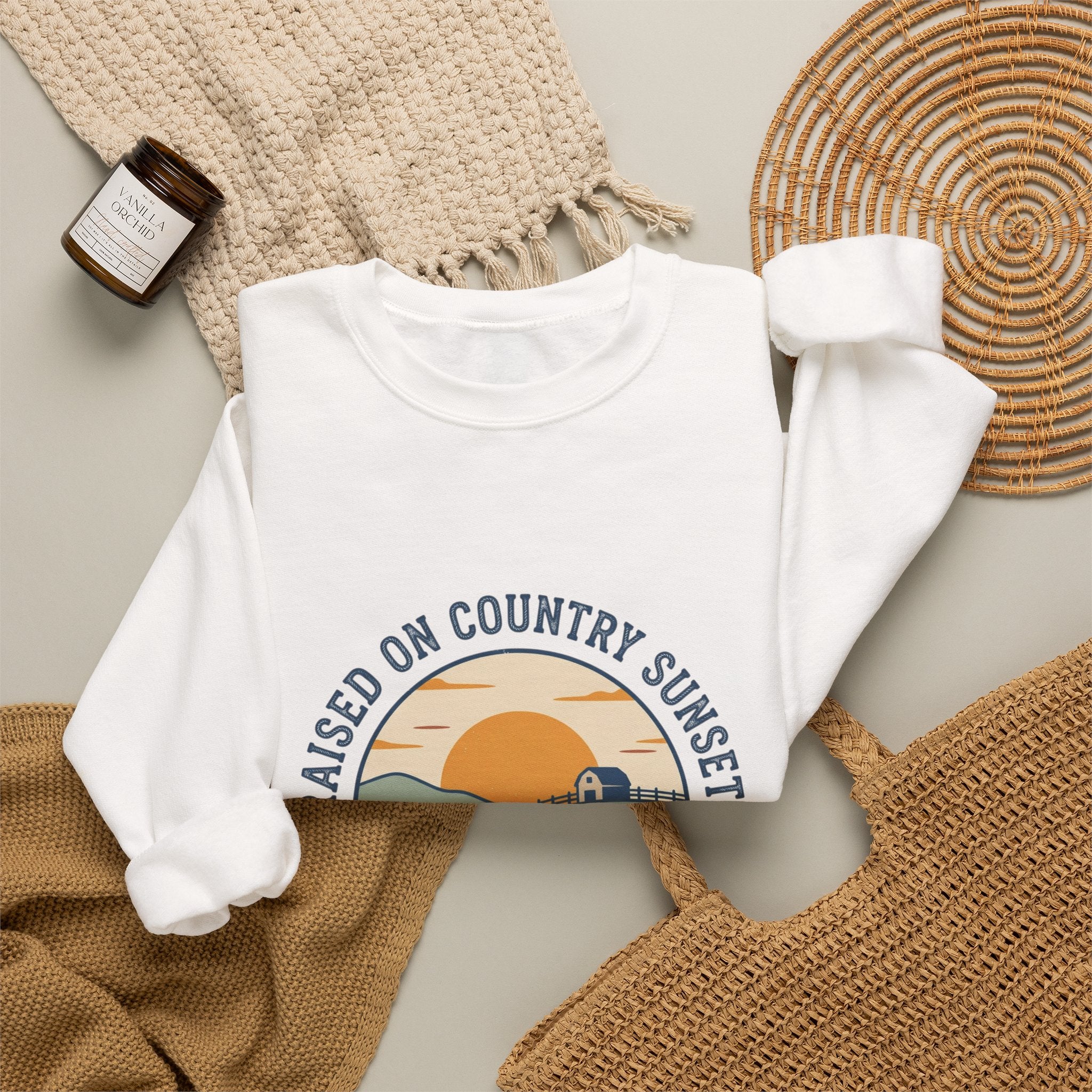 Raised on Country Sunsets Sweatshirt | western rustic prairie cowgirl vintage