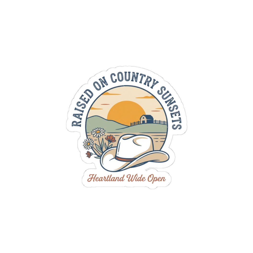 Raised on Country Sunsets Kiss-Cut Stickers | western, rustic