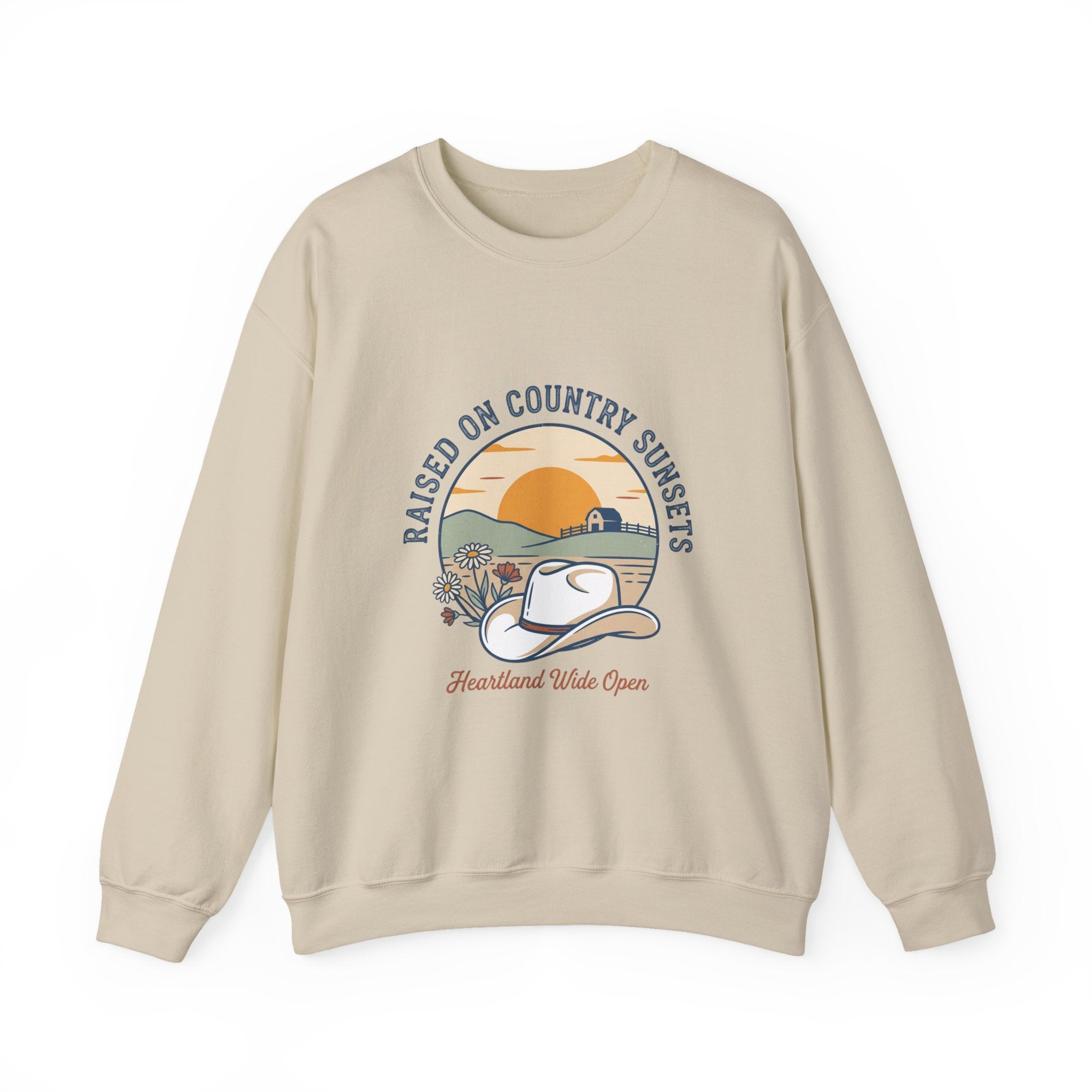 Raised on Country Sunsets Sweatshirt | western rustic prairie cowgirl vintage