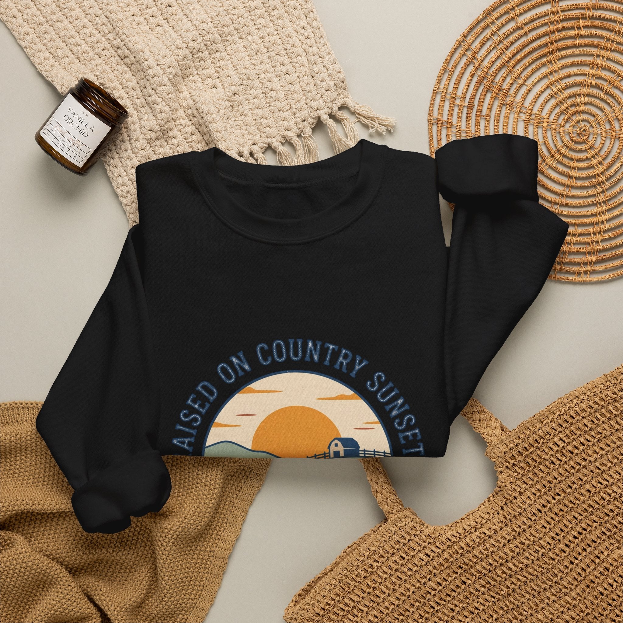 Raised on Country Sunsets Sweatshirt | western rustic prairie cowgirl vintage