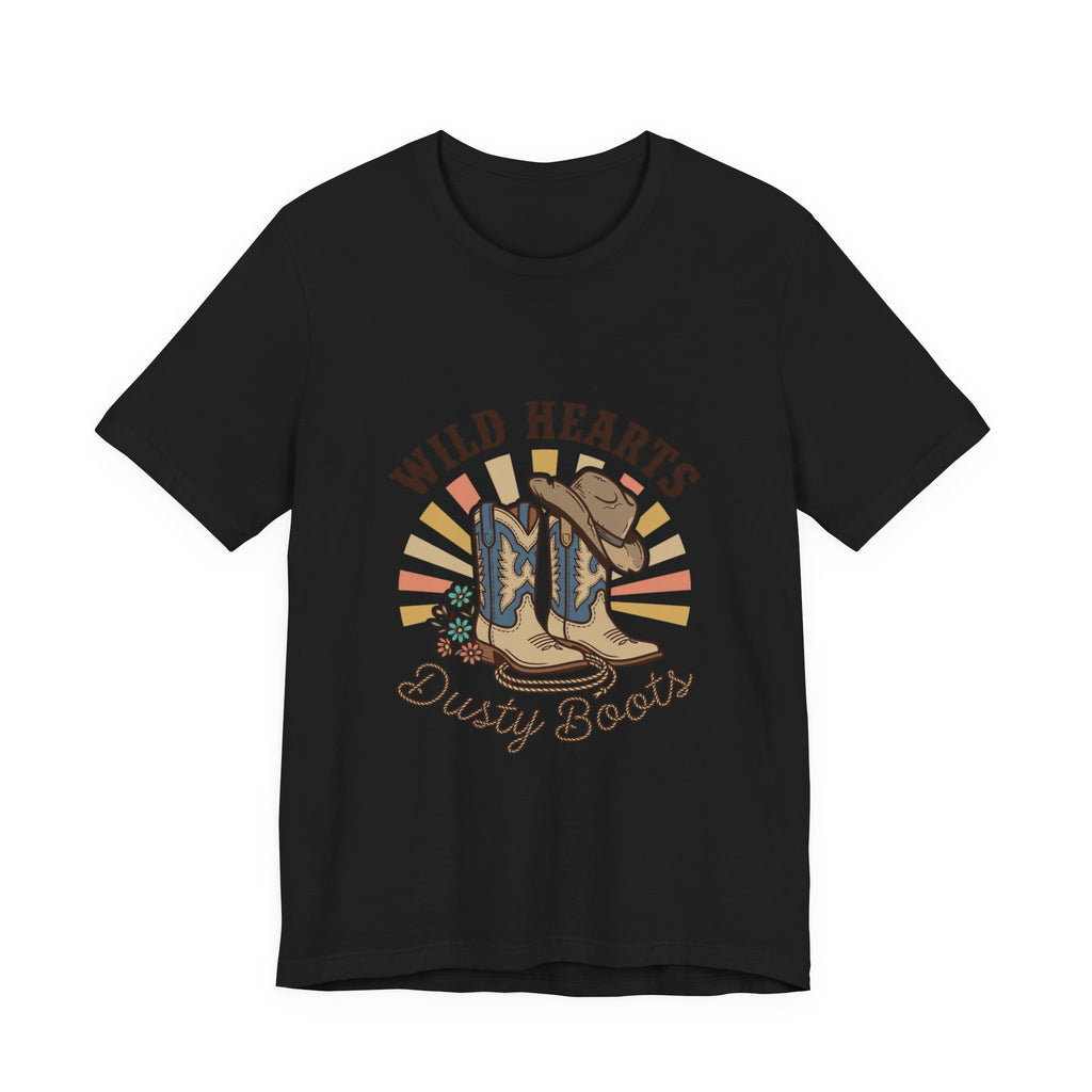 Wild Hearts Dusty Boots Tee | Western Cowgirl Ranch Vintage Prairie