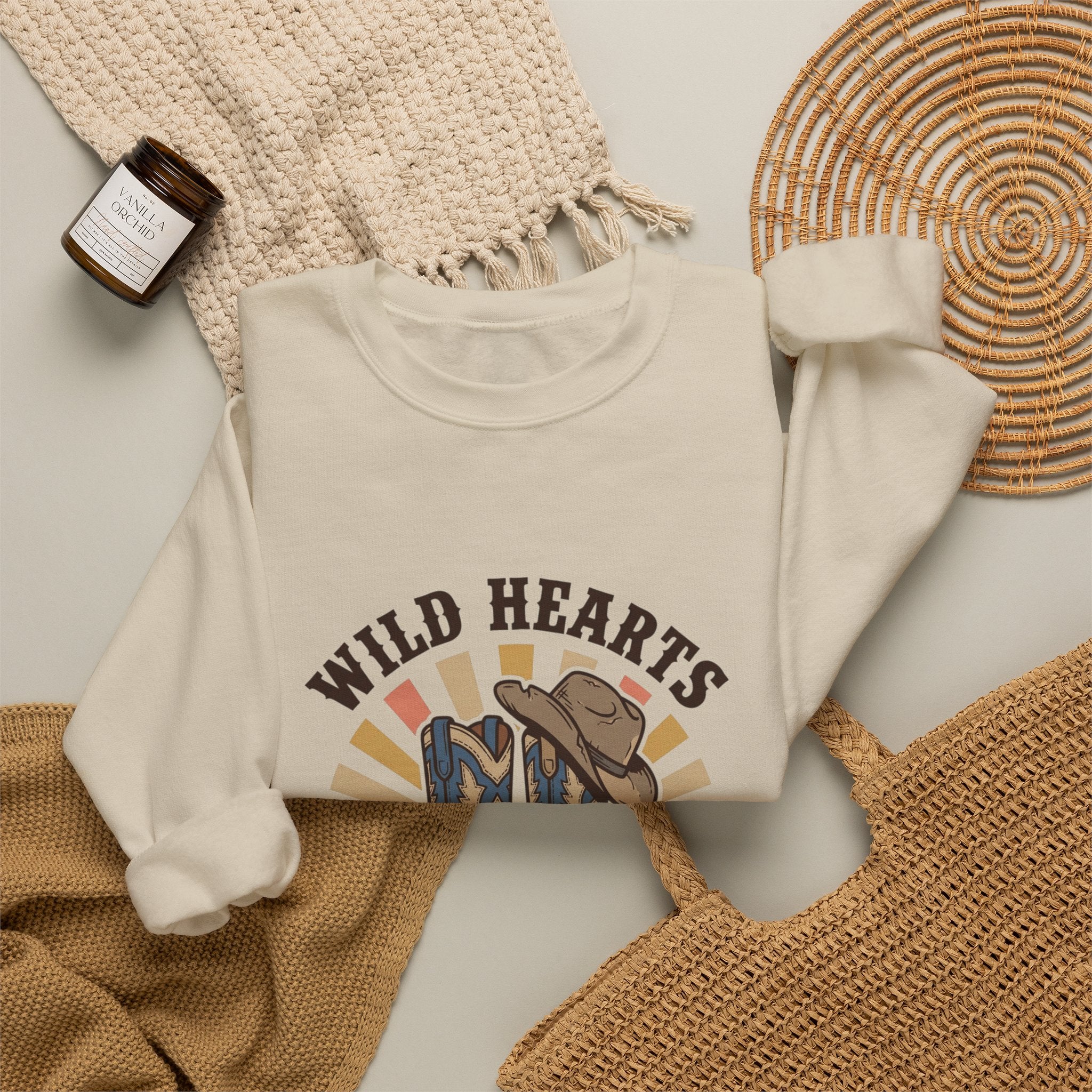 Wild Hearts Dusty Boots Sweatshirt | western cowgirl rustic prairie vintage
