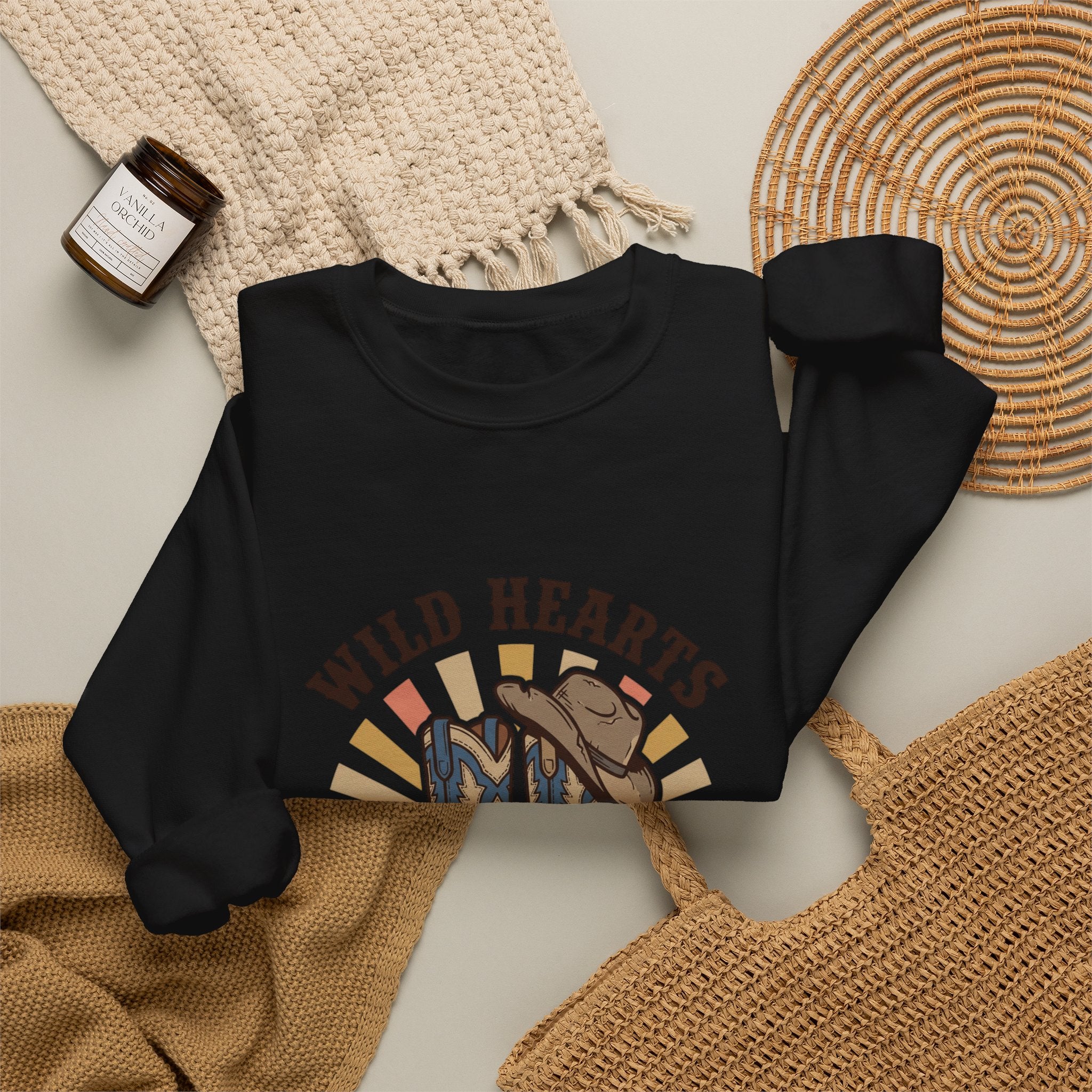 Wild Hearts Dusty Boots Sweatshirt | western cowgirl rustic prairie vintage