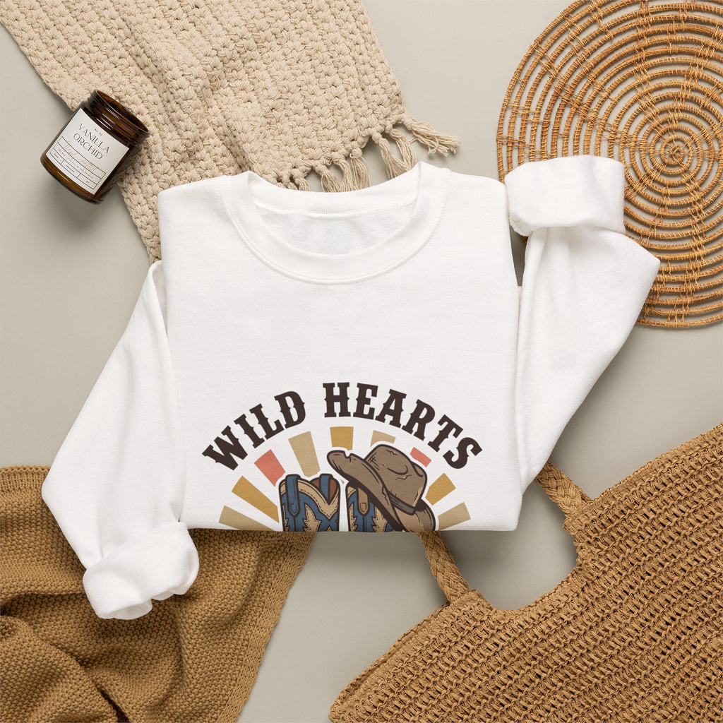 Wild Hearts Dusty Boots Sweatshirt | western cowgirl rustic prairie vintage