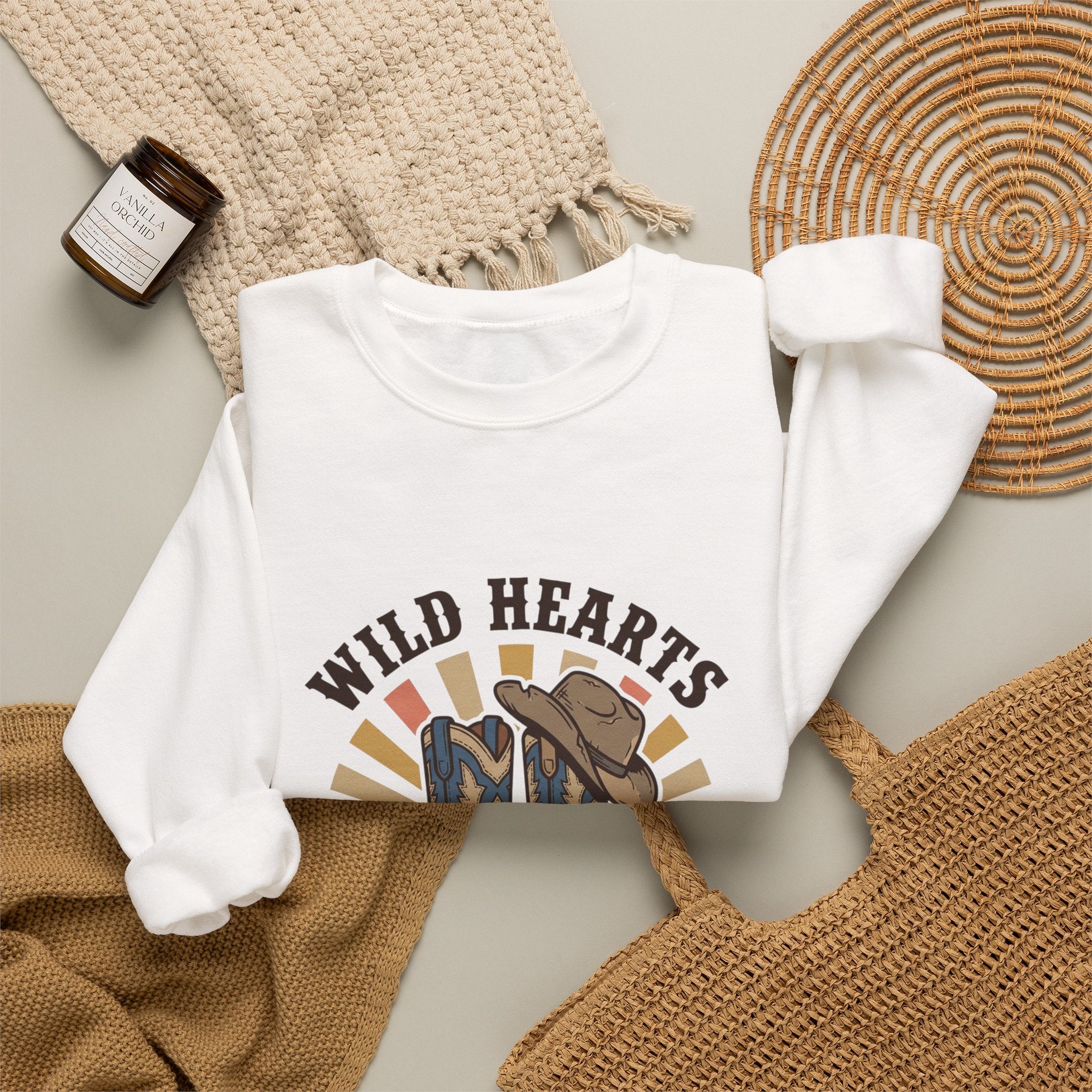 Wild Hearts Dusty Boots Sweatshirt | western cowgirl rustic prairie vintage