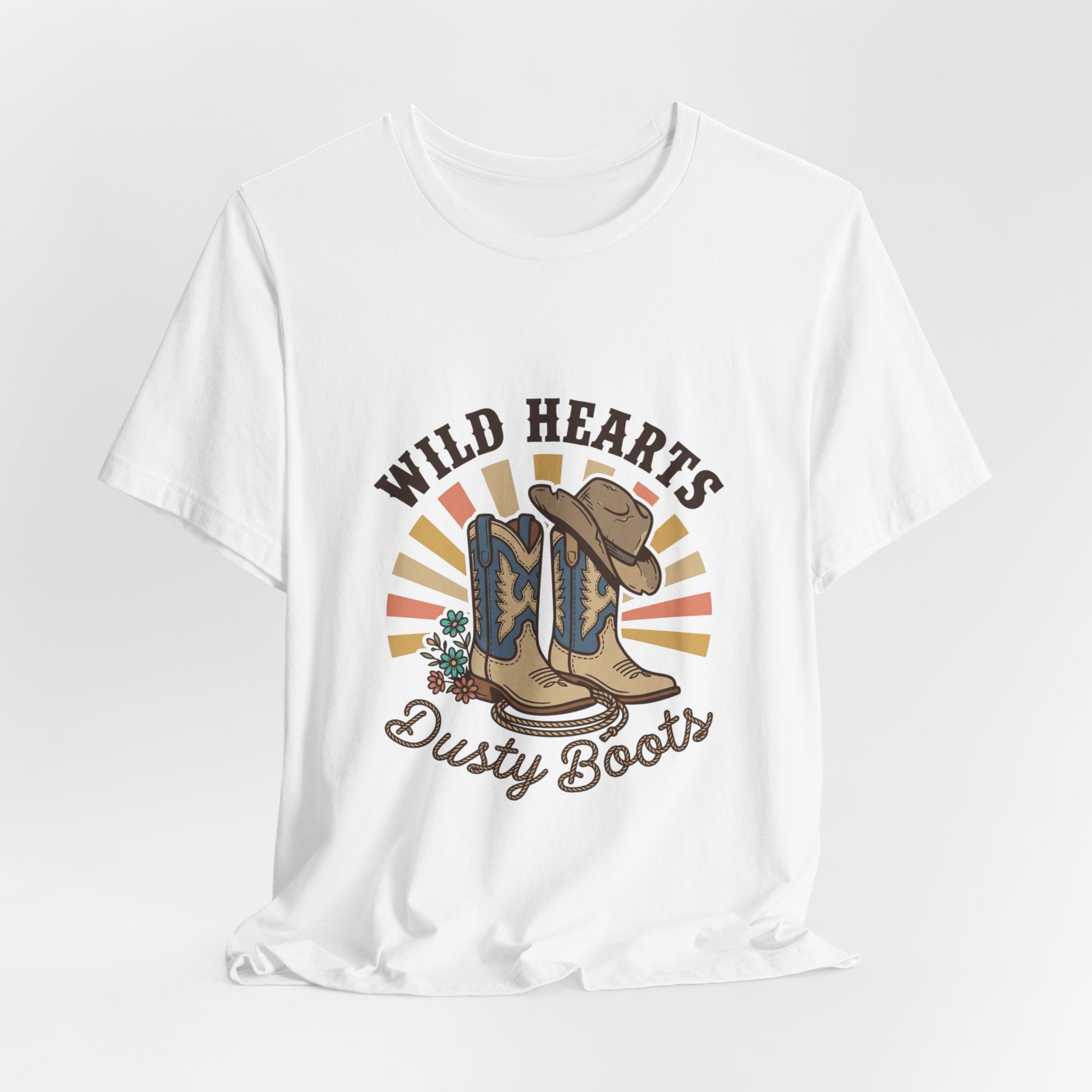 Wild Hearts Dusty Boots Tee | Western Cowgirl Ranch Vintage Prairie