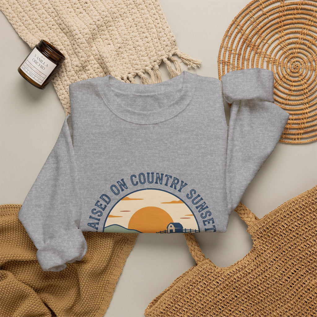 Raised on Country Sunsets Sweatshirt | western rustic prairie cowgirl vintage